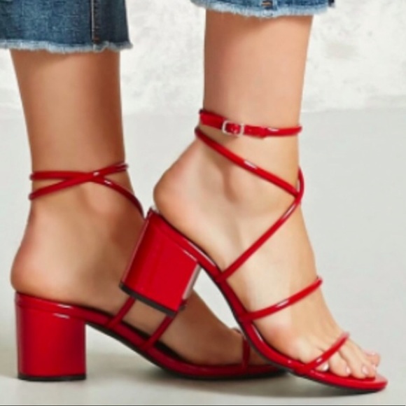red strappy sandals